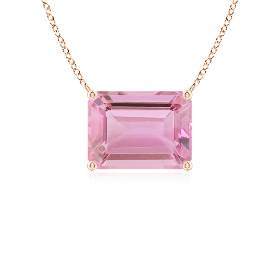 8x6mm A East-West Emerald-Cut Pink Tourmaline Solitaire Pendant in Rose Gold 