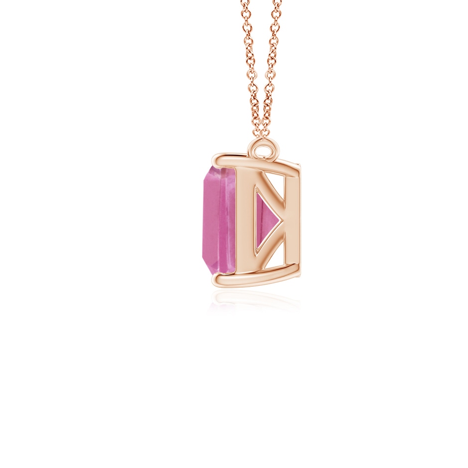 8x6mm AA East-West Emerald-Cut Pink Tourmaline Solitaire Pendant in Rose Gold side 199