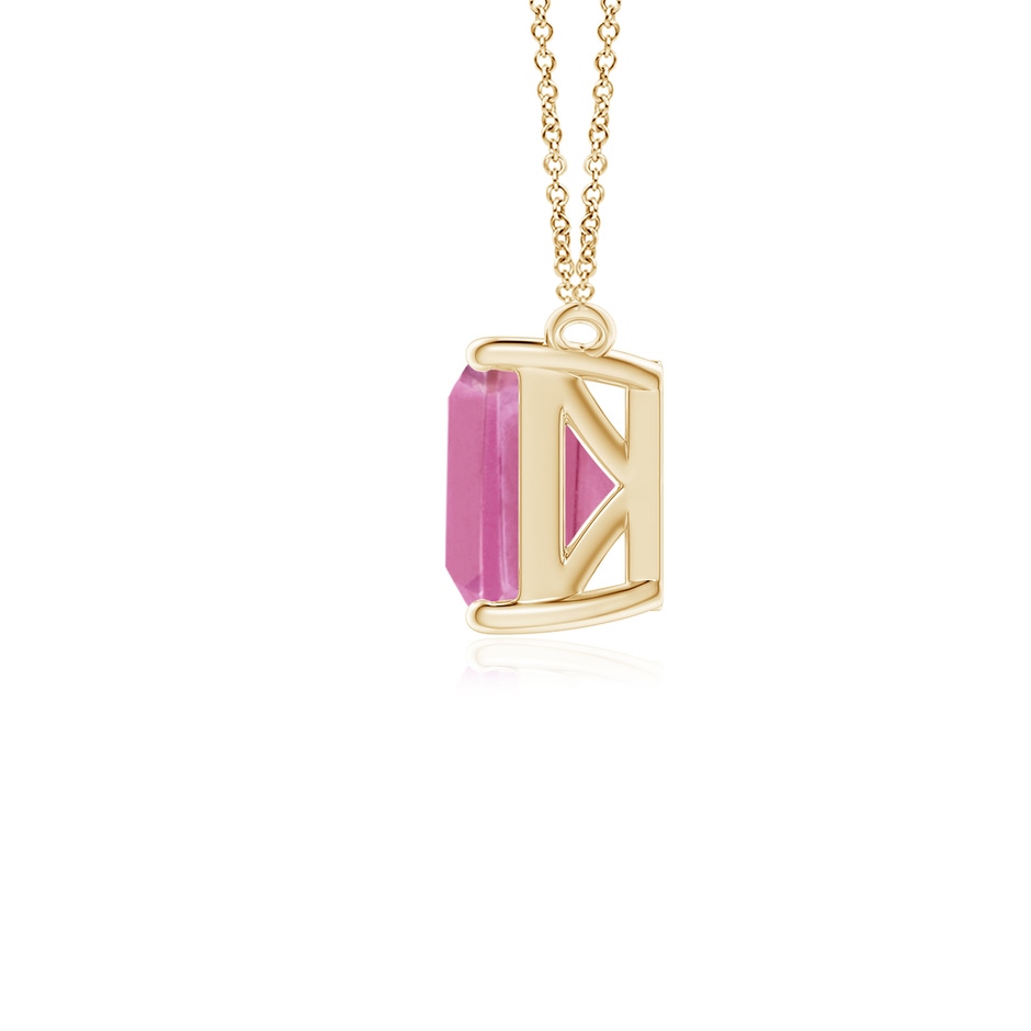 8x6mm AA East-West Emerald-Cut Pink Tourmaline Solitaire Pendant in Yellow Gold side 199