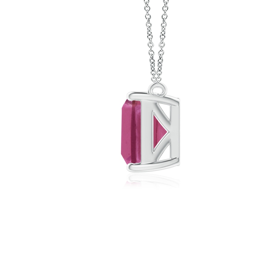 8x6mm AAAA East-West Emerald-Cut Pink Tourmaline Solitaire Pendant in P950 Platinum side 199