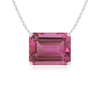 9x7mm AAAA East-West Emerald-Cut Pink Tourmaline Solitaire Pendant in P950 Platinum