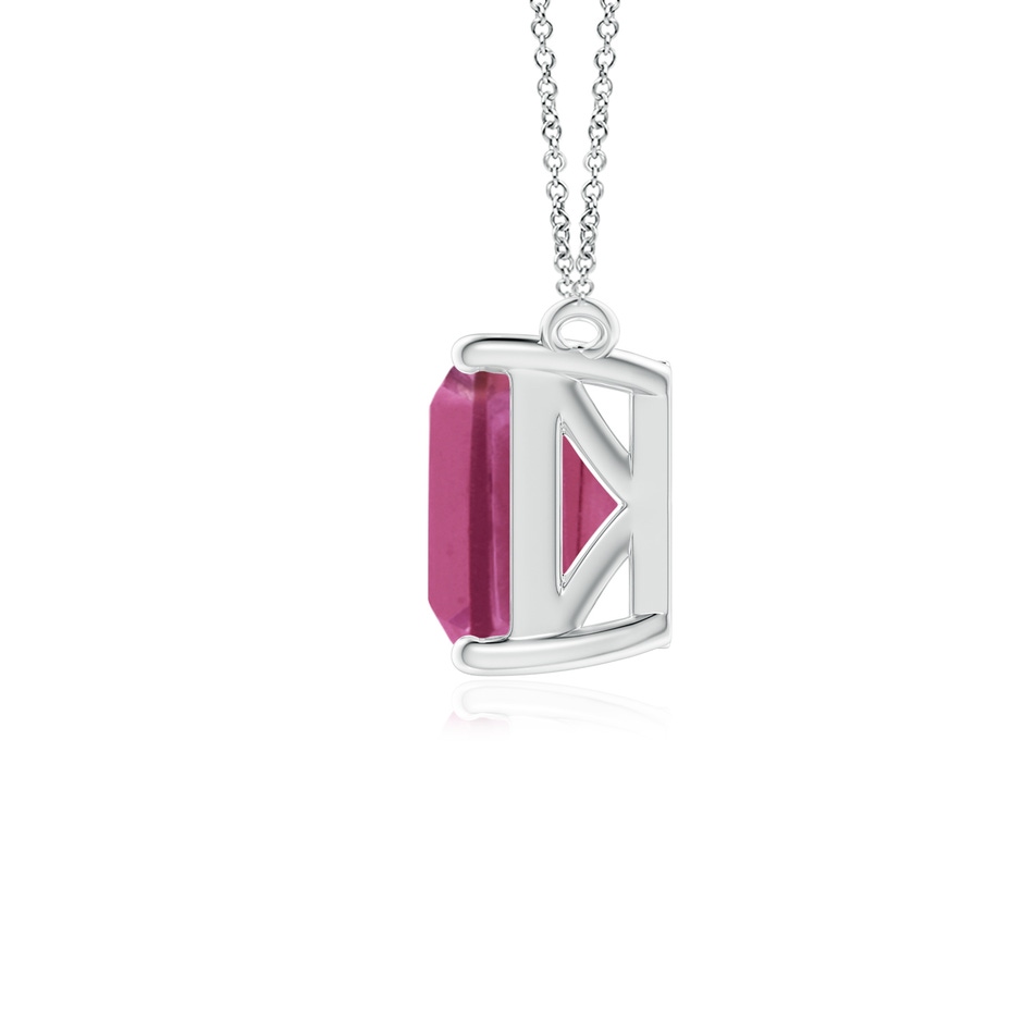 9x7mm AAAA East-West Emerald-Cut Pink Tourmaline Solitaire Pendant in P950 Platinum side 199