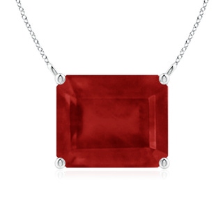 12x10mm AA East-West Emerald-Cut Ruby Solitaire Pendant in P950 Platinum