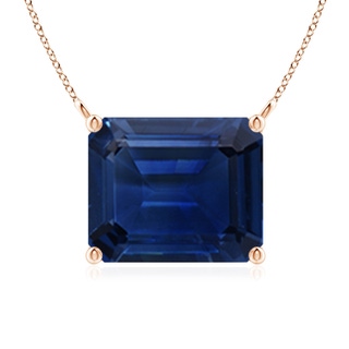 12x10mm AAA East-West Emerald-Cut Blue Sapphire Solitaire Pendant in Rose Gold