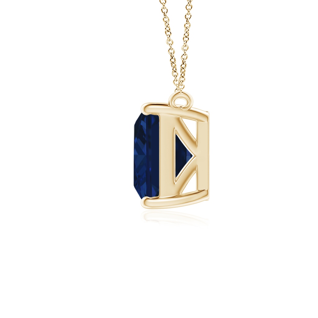 9x7mm AAA East-West Emerald-Cut Blue Sapphire Solitaire Pendant in Yellow Gold Side 199