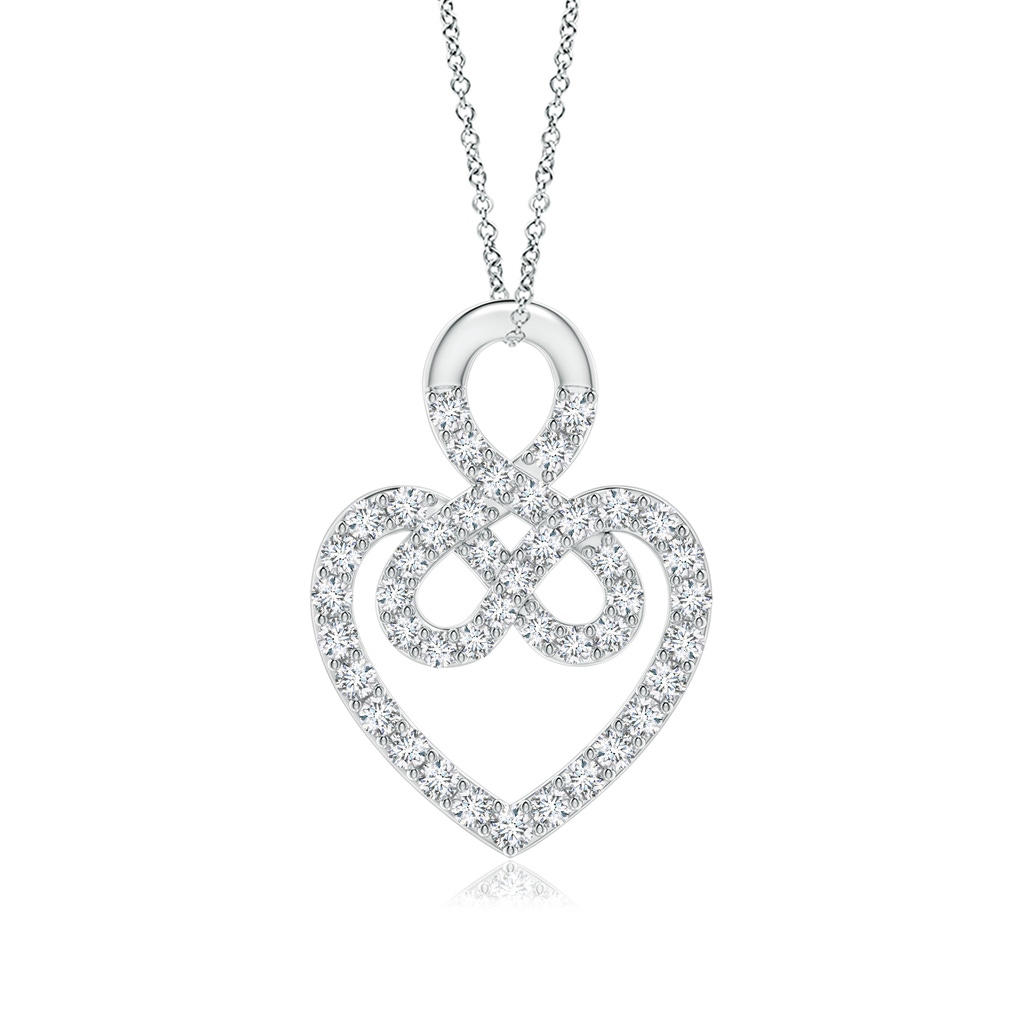 1.2mm GVS2 Diamond Infinity Heart Lock Knot Pendant in White Gold