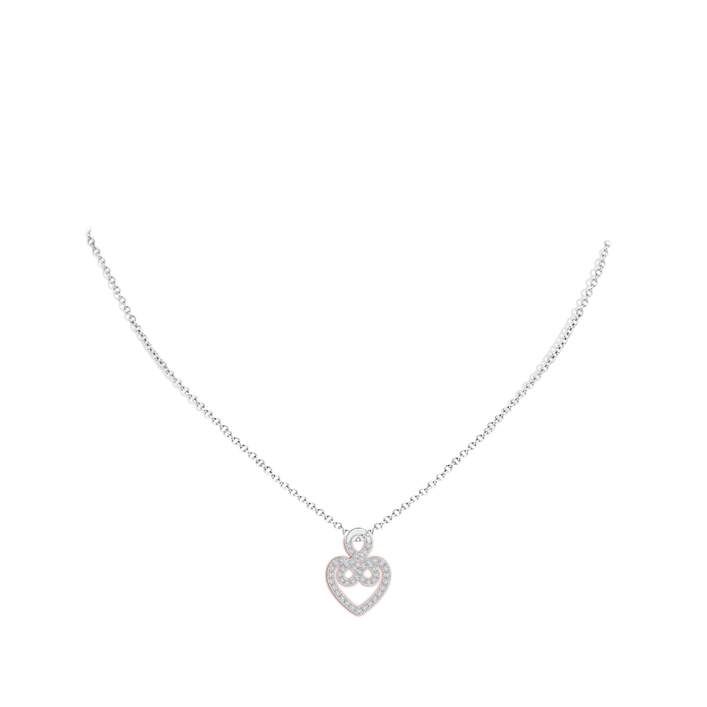 1.2mm HSI2 Diamond Infinity Heart Lock Knot Pendant in White Gold Body-Neck