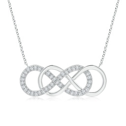 Sideways Pave-Set Diamond Infinity Necklace - 1mm Diamond Accent Pendant On Chain