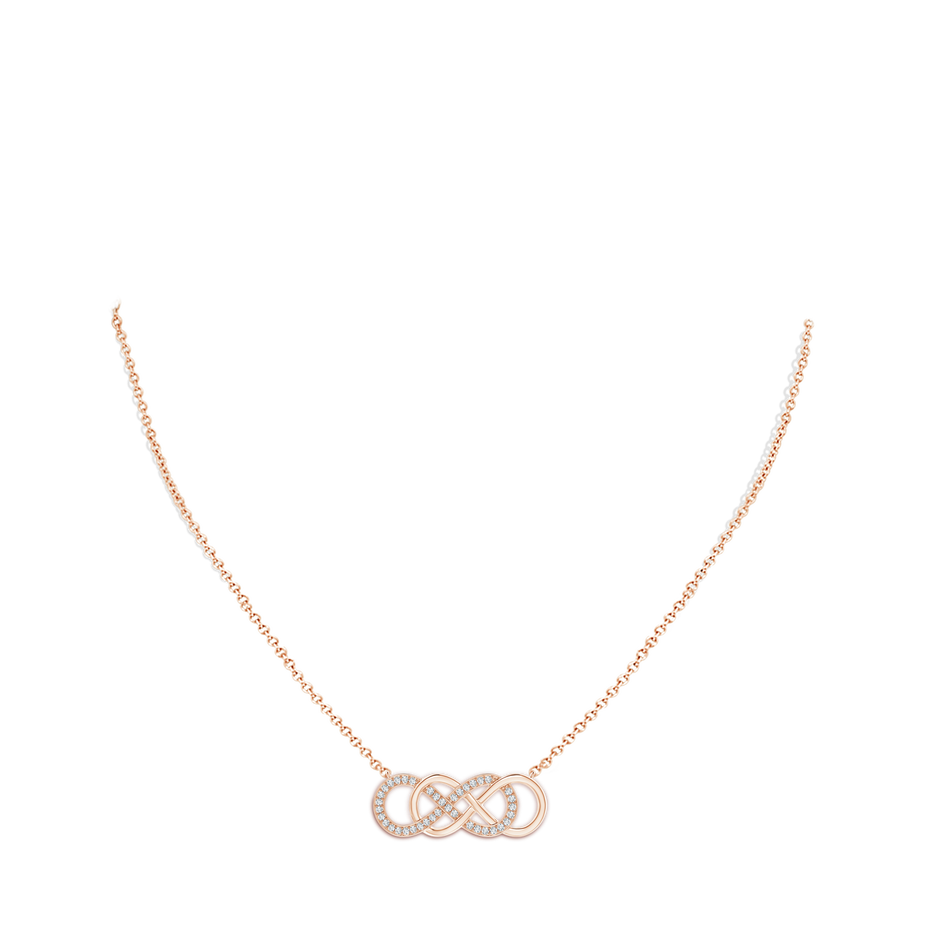 1.1mm GVS2 Pave-Set Diamond Horizontal Double Infinity Pendant in Rose Gold body-neck