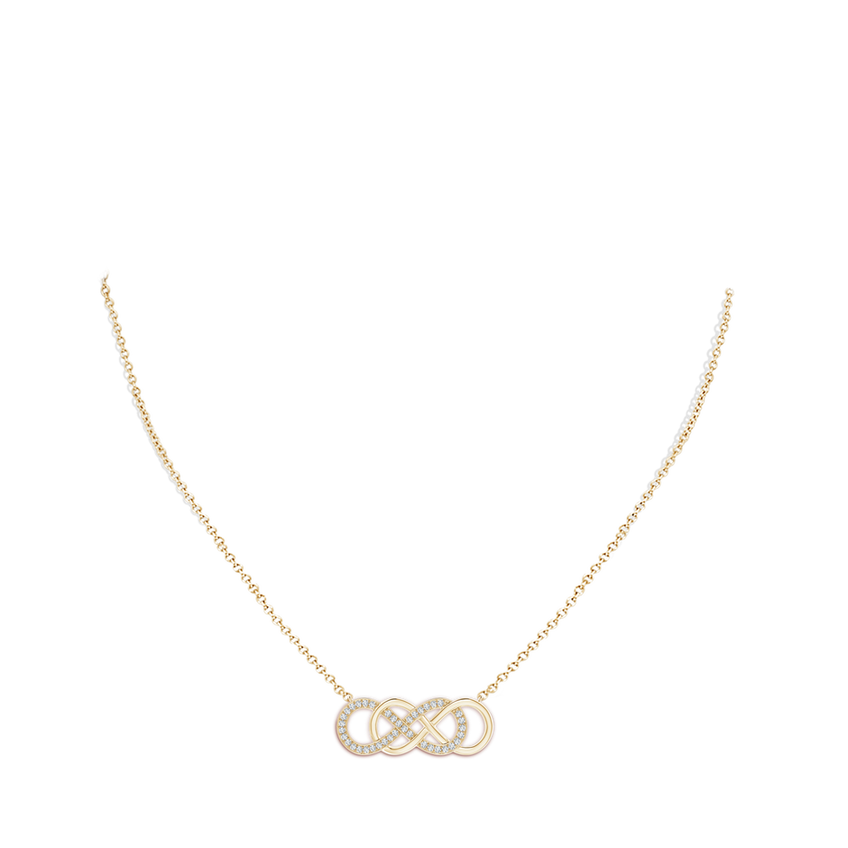 1.1mm GVS2 Pave-Set Diamond Horizontal Double Infinity Pendant in Yellow Gold body-neck