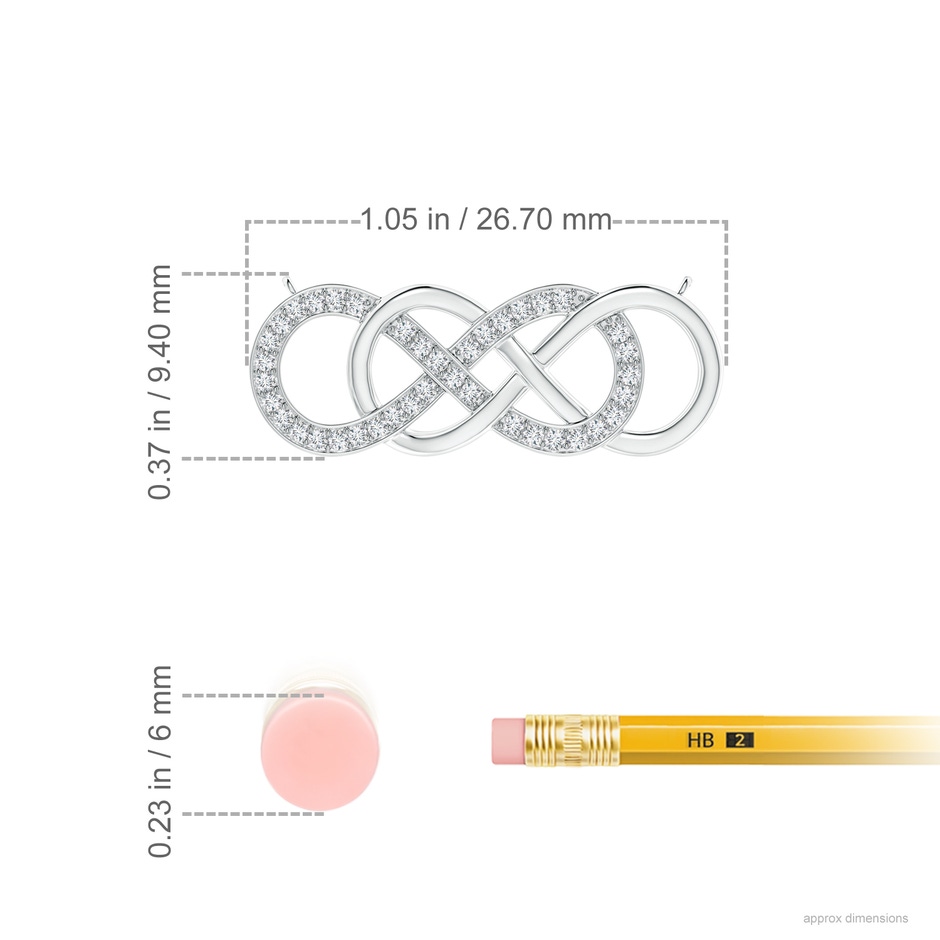 1mm GVS2 Pave-Set Diamond Horizontal Double Infinity Pendant in P950 Platinum ruler