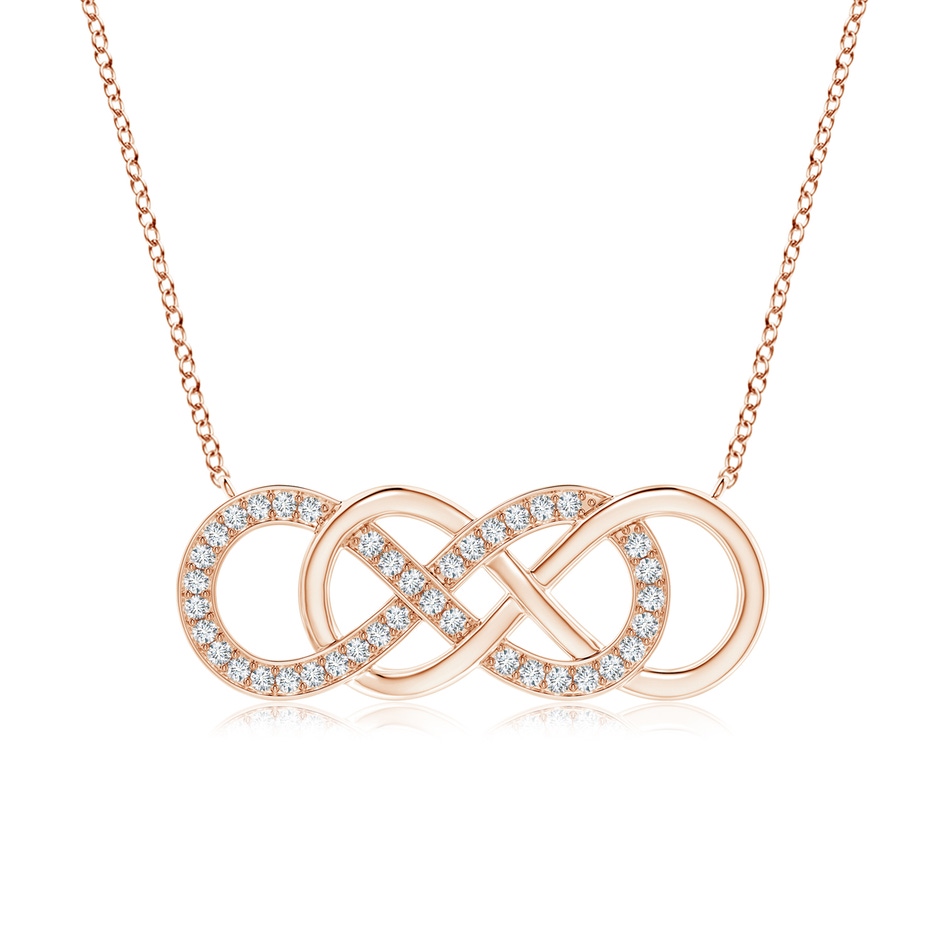 1mm GVS2 Pave-Set Diamond Horizontal Double Infinity Pendant in Rose Gold 