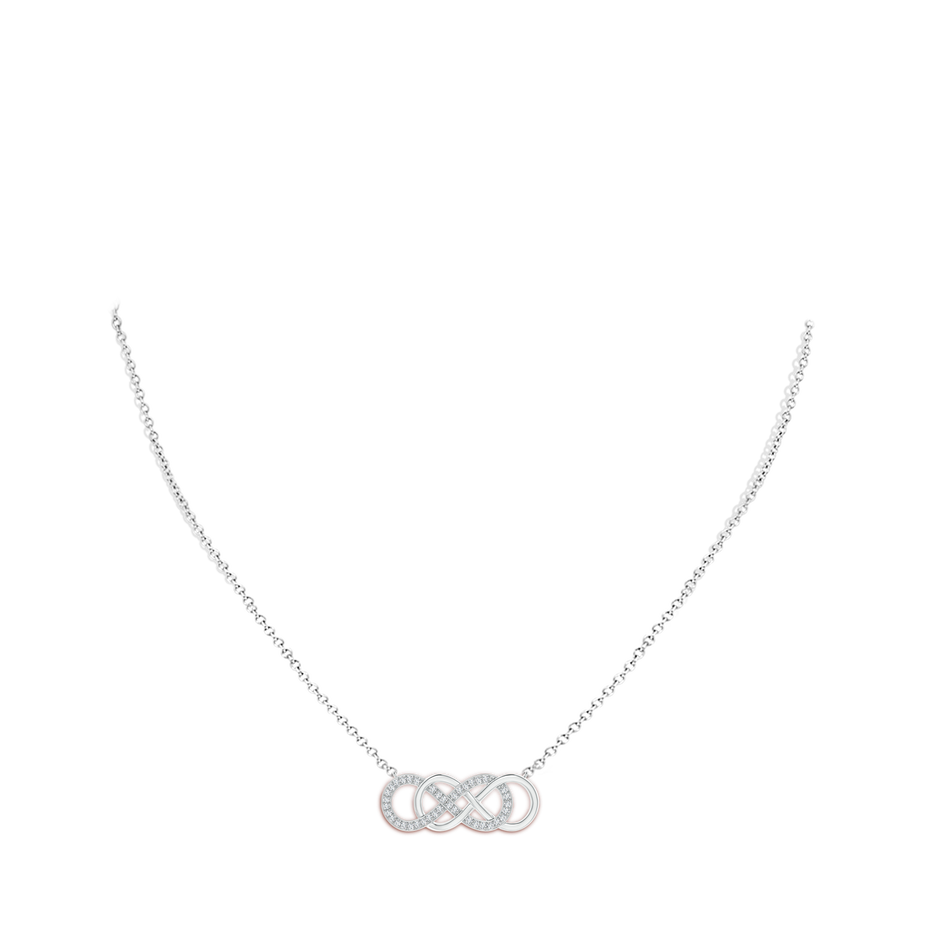 1mm GVS2 Pave-Set Diamond Horizontal Double Infinity Pendant in White Gold body-neck