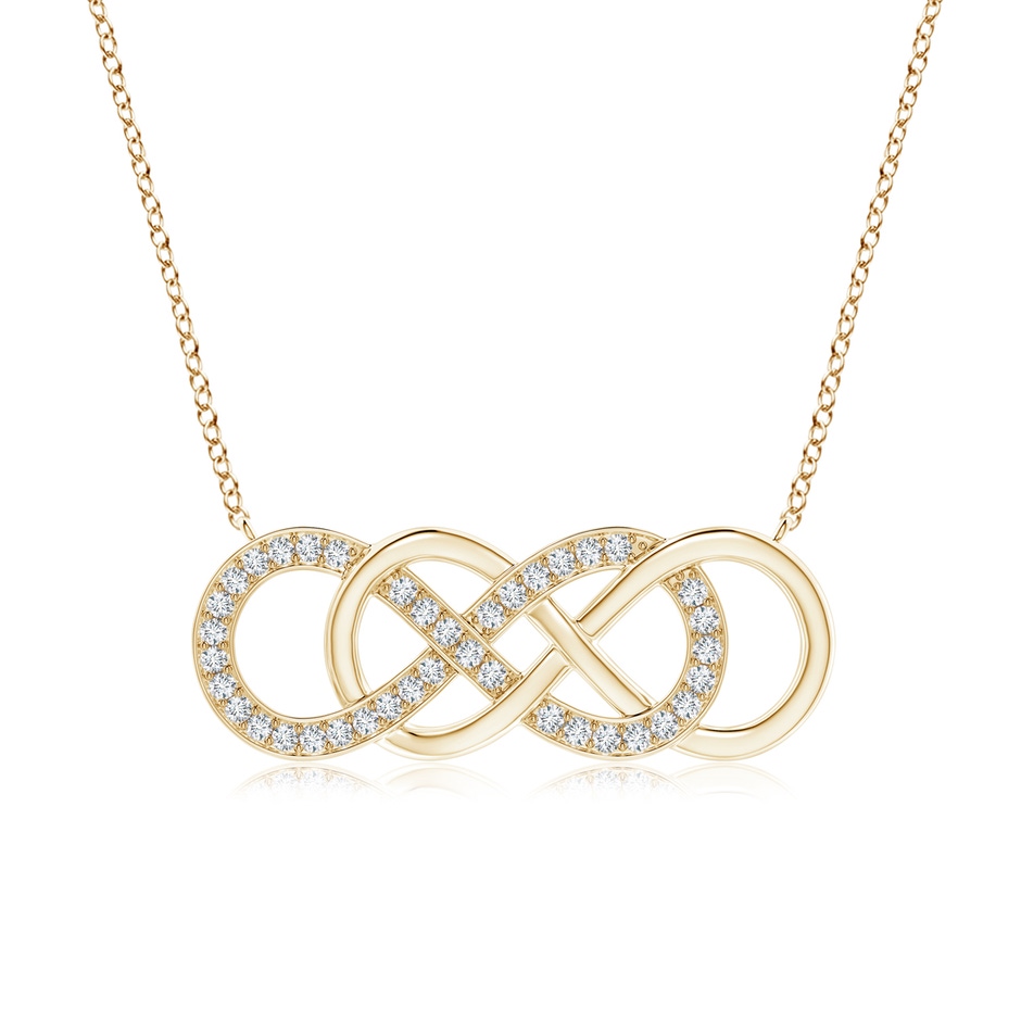 1mm GVS2 Pave-Set Diamond Horizontal Double Infinity Pendant in Yellow Gold 