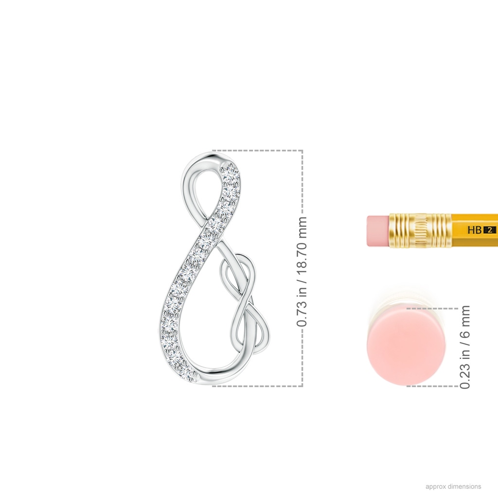 1.3mm GVS2 Diamond Swirl Infinity Pendant in White Gold Ruler