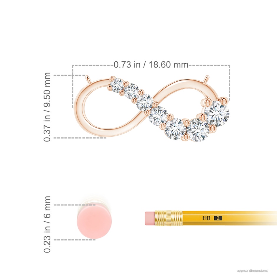 2.8mm GVS2 Diamond Horizontal Infinity Journey Pendant in Rose Gold ruler