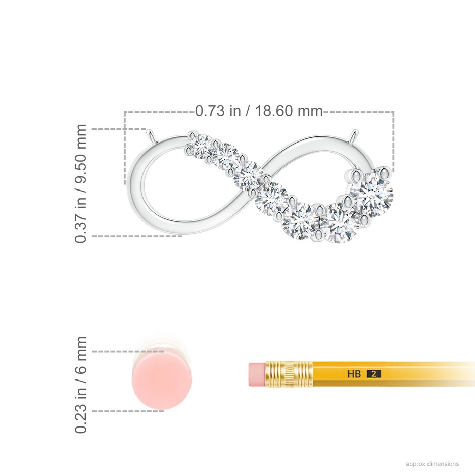 2.8mm GVS2 Diamond Horizontal Infinity Journey Pendant in White Gold ruler