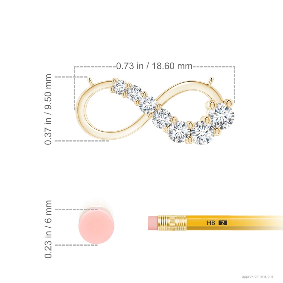 2.8mm GVS2 Diamond Horizontal Infinity Journey Pendant in Yellow Gold ruler