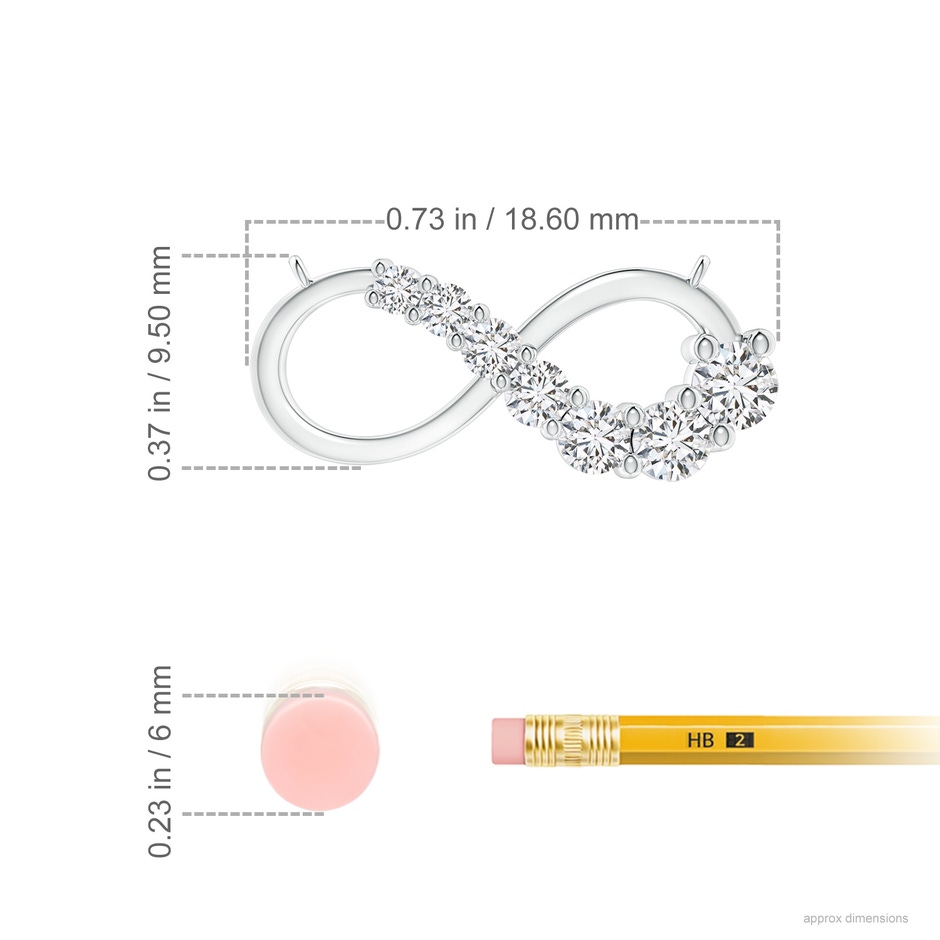 2.8mm HSI2 Diamond Horizontal Infinity Journey Pendant in P950 Platinum ruler