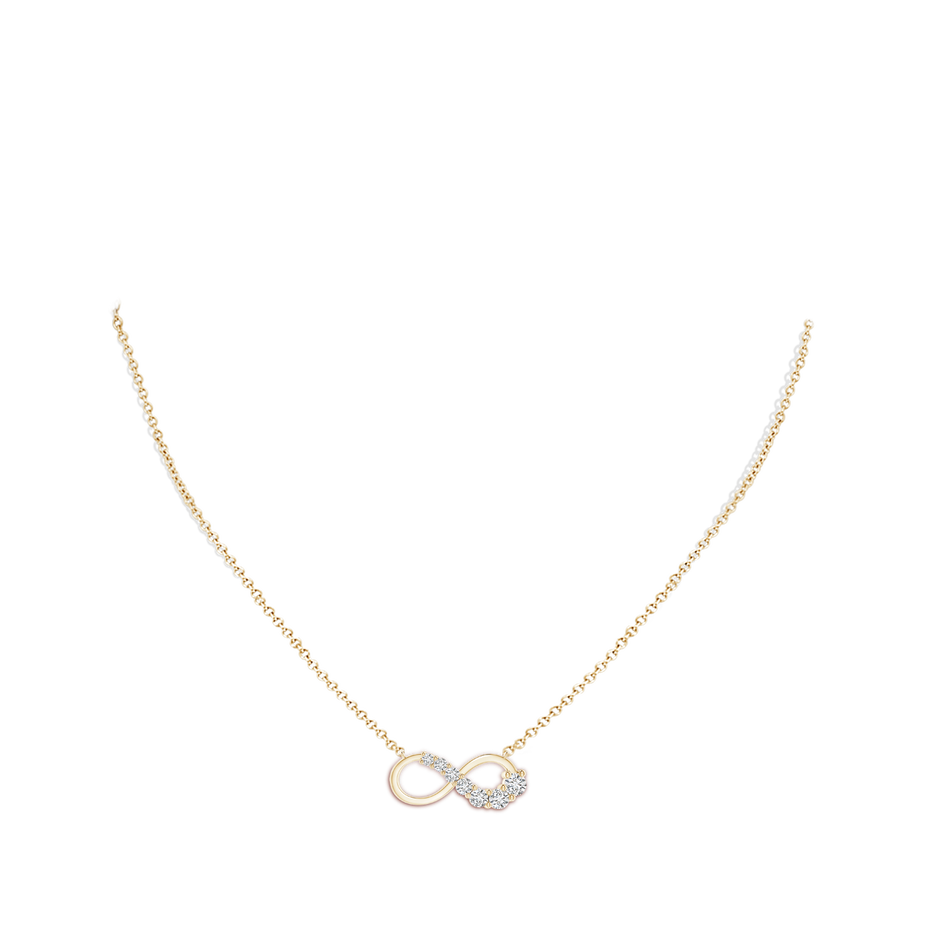 2.8mm HSI2 Diamond Horizontal Infinity Journey Pendant in Yellow Gold body-neck