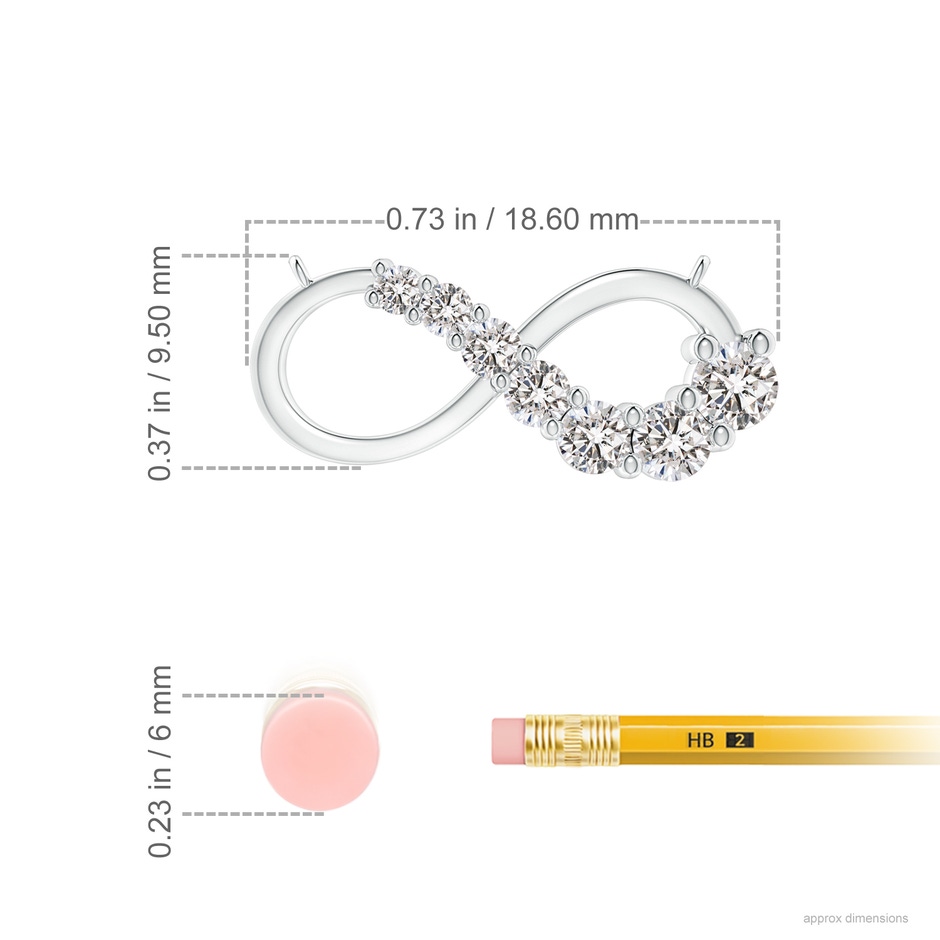 2.8mm IJI1I2 Diamond Horizontal Infinity Journey Pendant in White Gold ruler