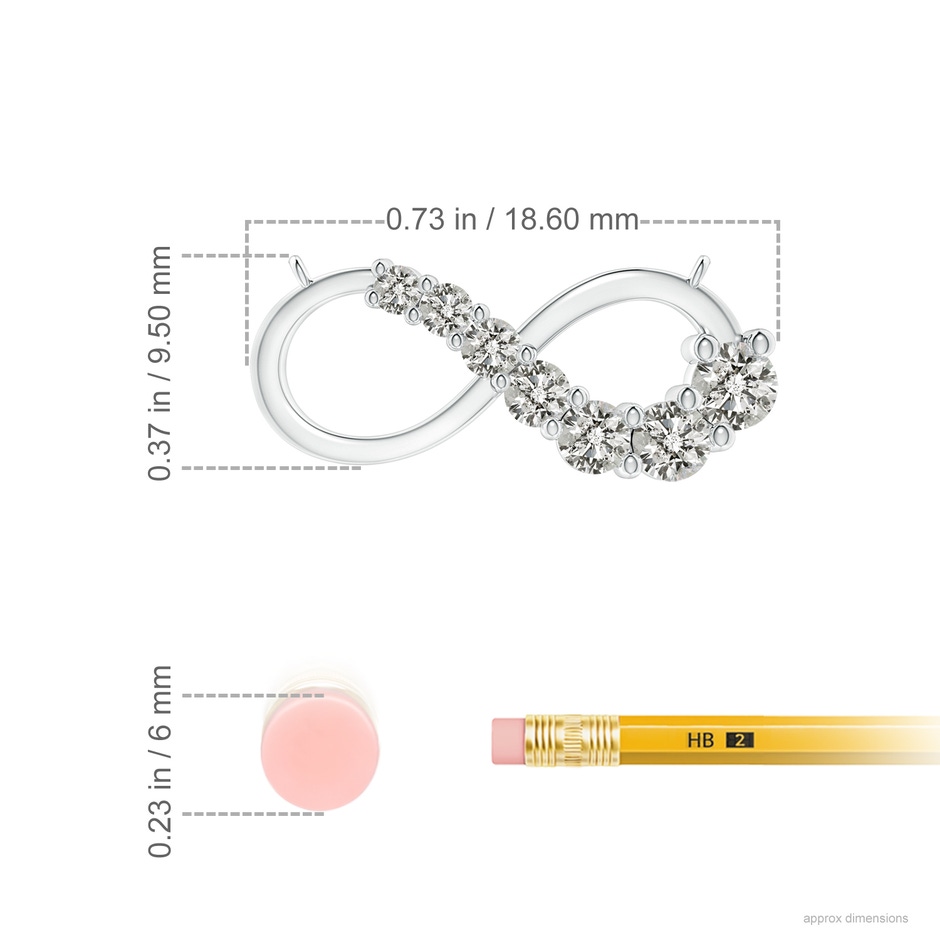2.8mm KI3 Diamond Horizontal Infinity Journey Pendant in P950 Platinum ruler