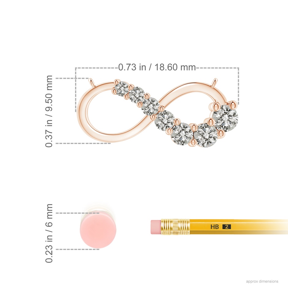 2.8mm KI3 Diamond Horizontal Infinity Journey Pendant in Rose Gold ruler