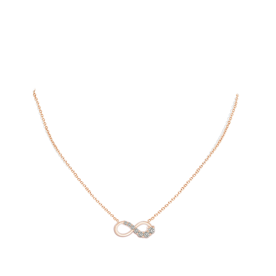 2.8mm KI3 Diamond Horizontal Infinity Journey Pendant in Rose Gold body-neck