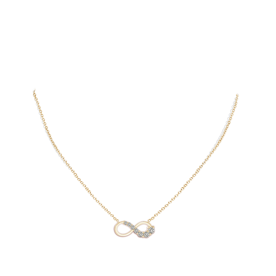 2.8mm KI3 Diamond Horizontal Infinity Journey Pendant in Yellow Gold body-neck