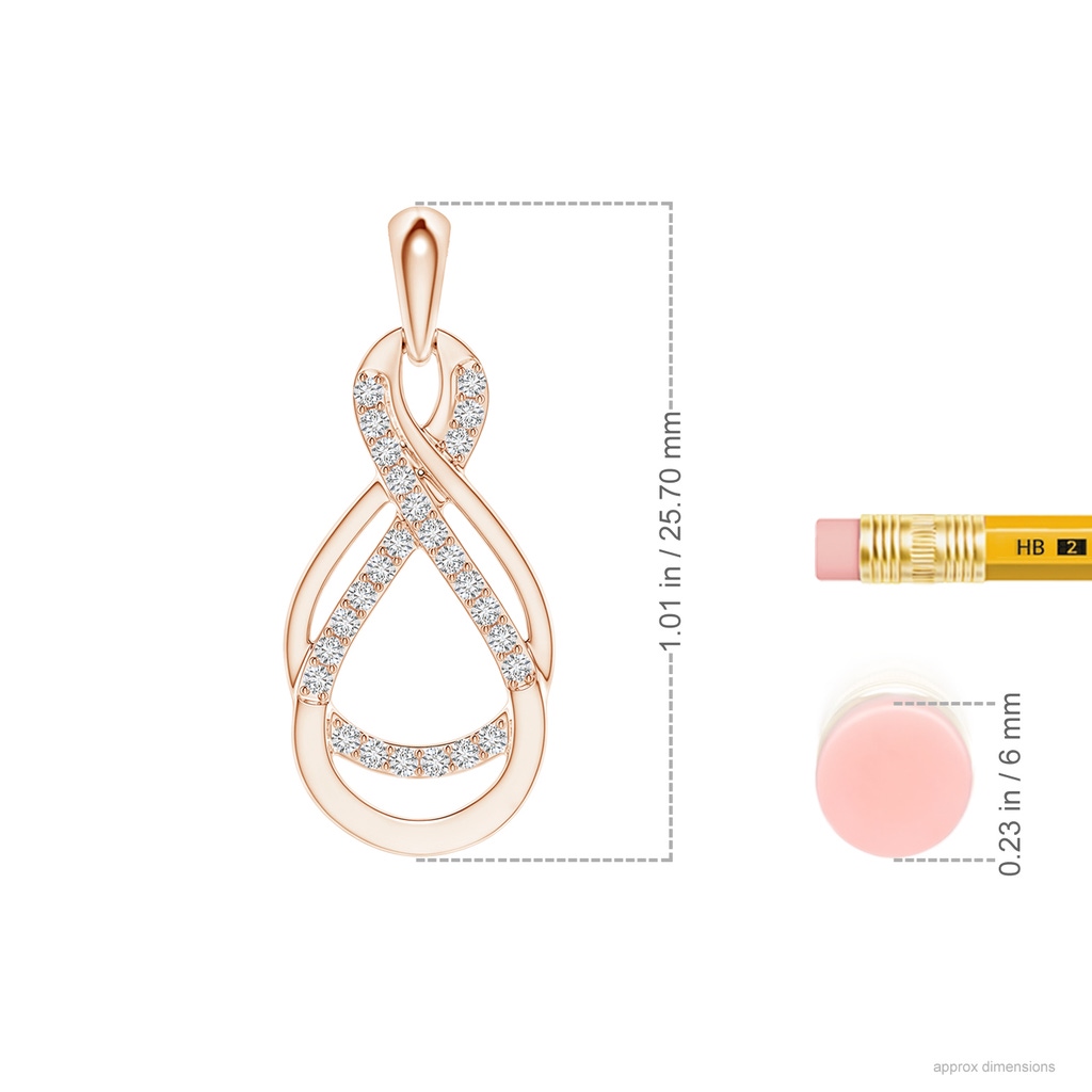 1.15mm HSI2 Diamond Double Infinity Pendant in Rose Gold Ruler