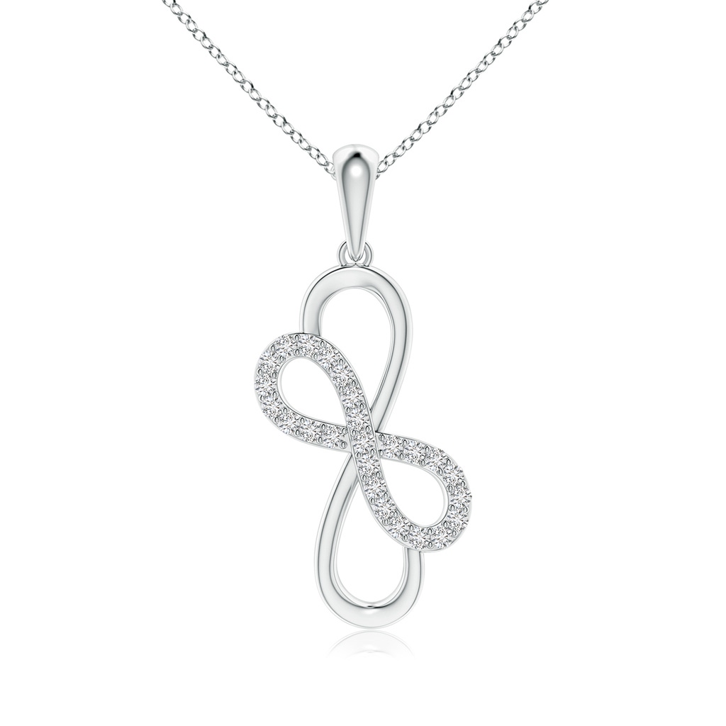 1.3mm HSI2 Diamond Interlaced Double Infinity Pendant in White Gold