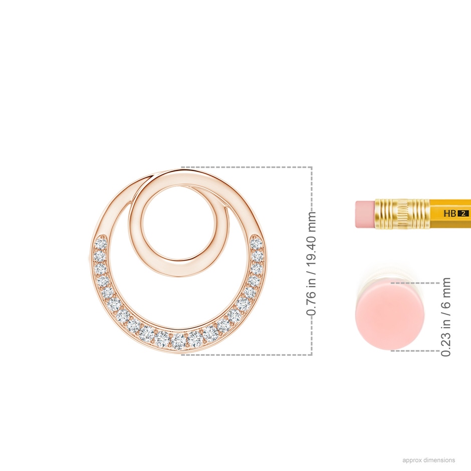 1.3mm GVS2 Pave-Set Diamond Infinity Circle Pendant in Rose Gold ruler
