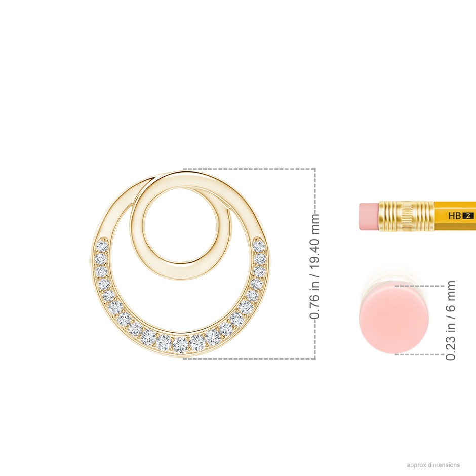 1.3mm GVS2 Pave-Set Diamond Infinity Circle Pendant in Yellow Gold ruler