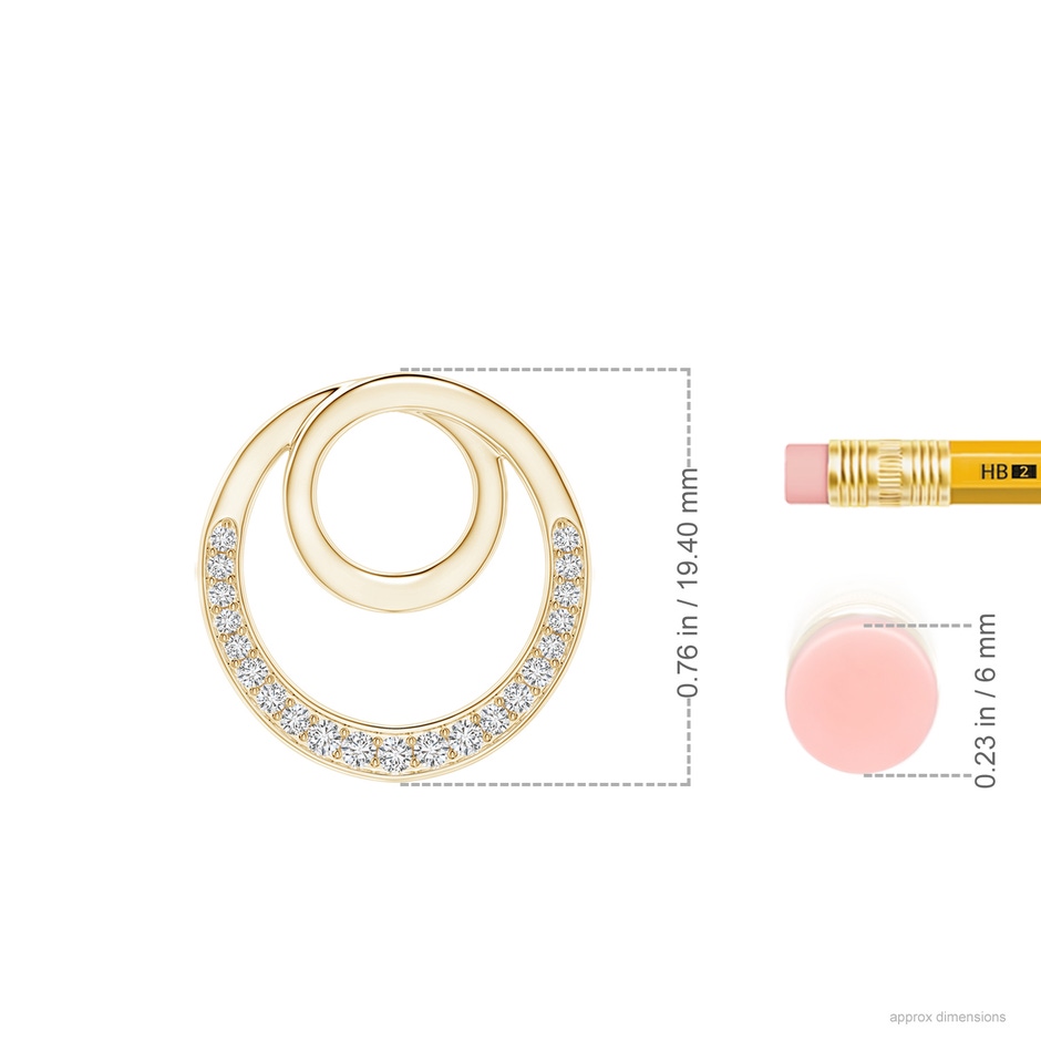 1.3mm HSI2 Pave-Set Diamond Infinity Circle Pendant in Yellow Gold ruler