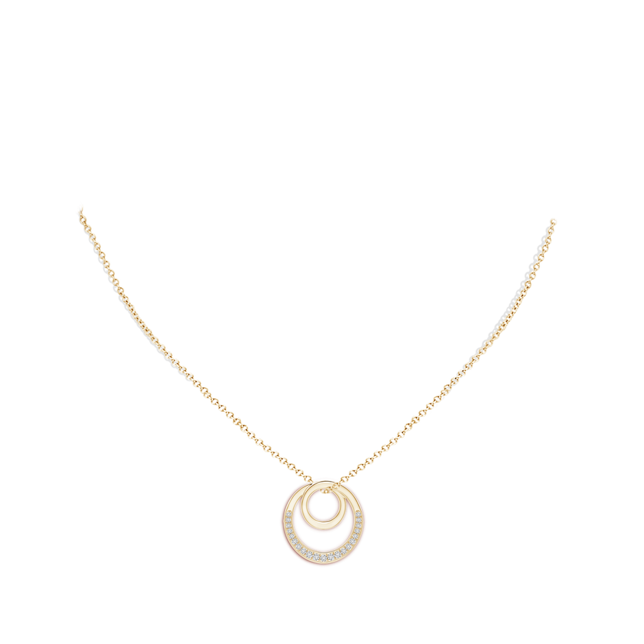 1.3mm HSI2 Pave-Set Diamond Infinity Circle Pendant in Yellow Gold body-neck