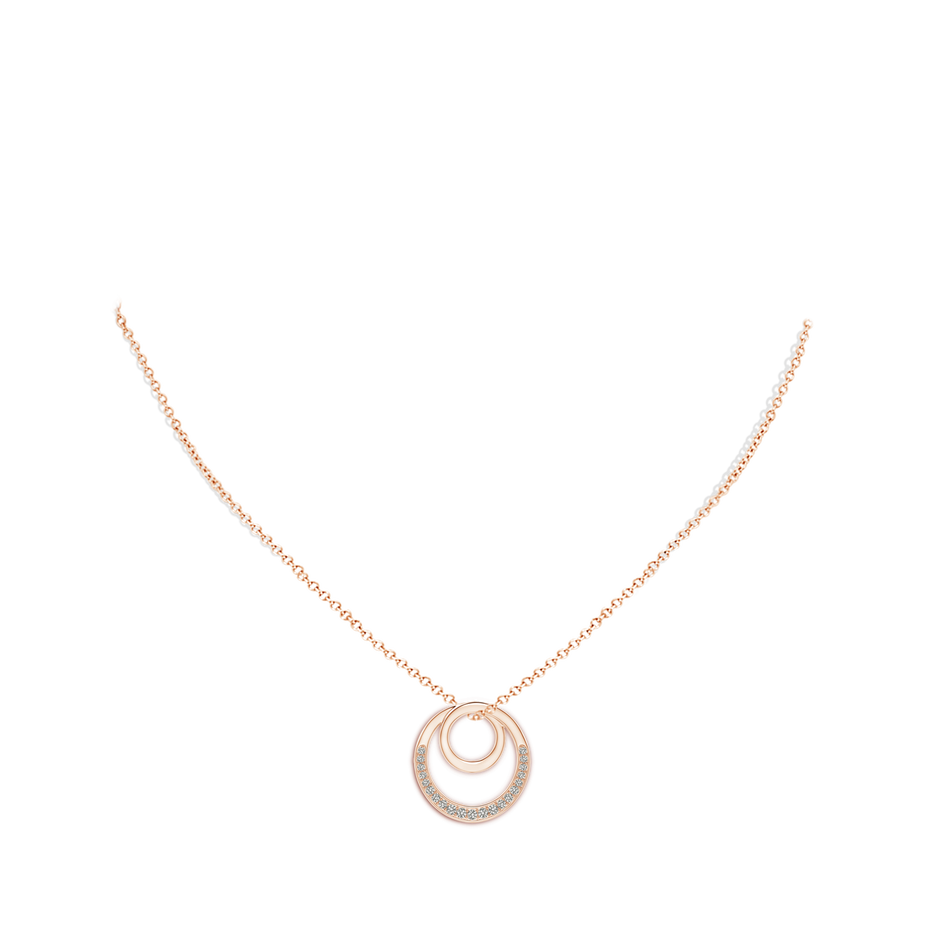 1.3mm KI3 Pave-Set Diamond Infinity Circle Pendant in Rose Gold body-neck