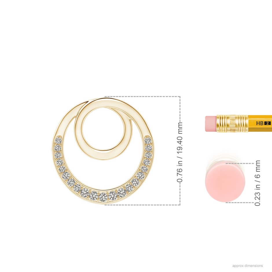 1.3mm KI3 Pave-Set Diamond Infinity Circle Pendant in Yellow Gold ruler