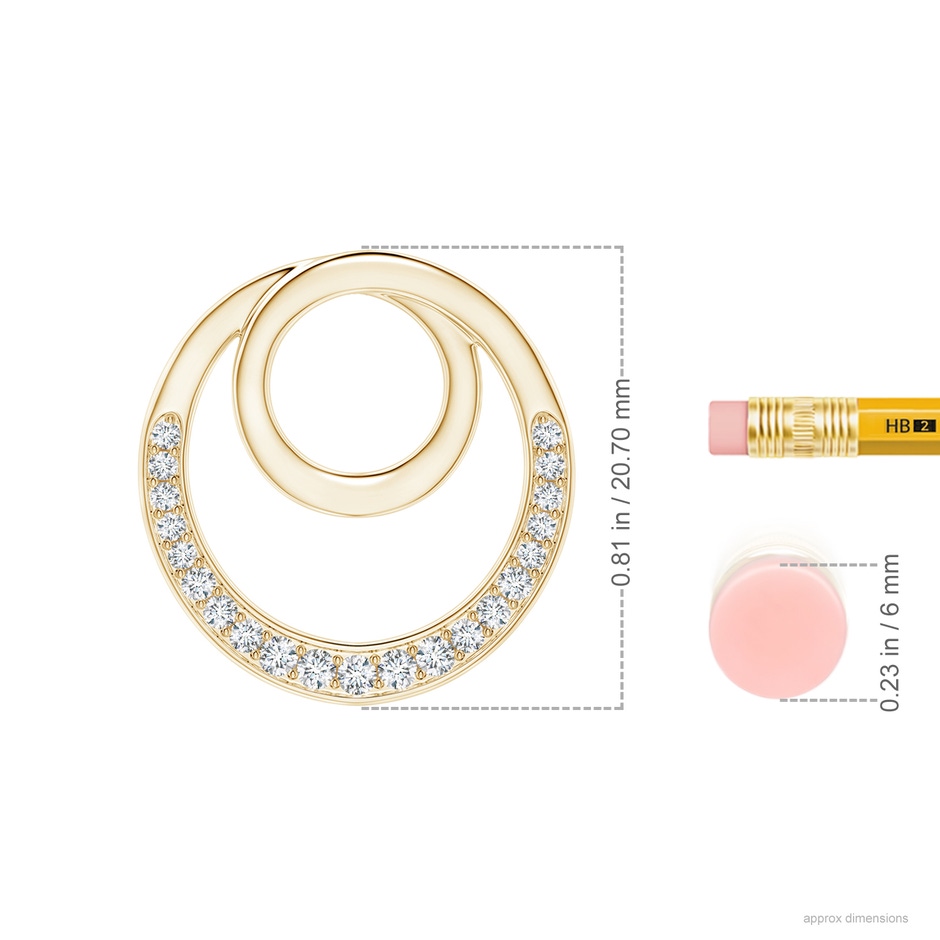 1.6mm GVS2 Pave-Set Diamond Infinity Circle Pendant in Yellow Gold ruler