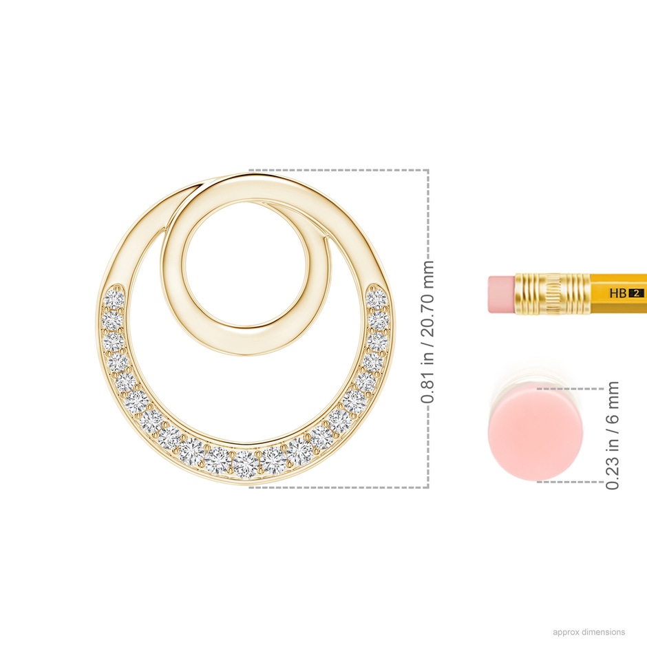 1.6mm HSI2 Pave-Set Diamond Infinity Circle Pendant in Yellow Gold ruler