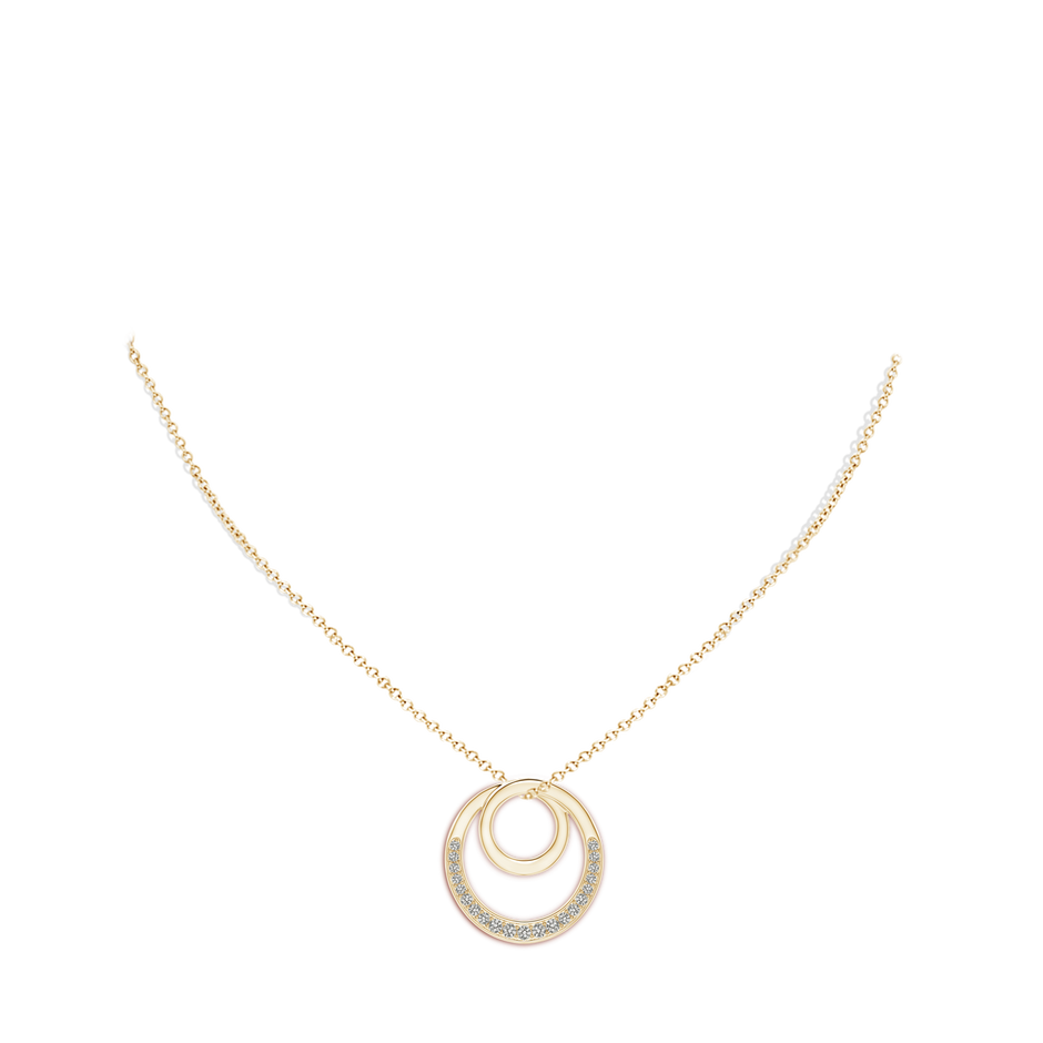 1.6mm KI3 Pave-Set Diamond Infinity Circle Pendant in Yellow Gold body-neck