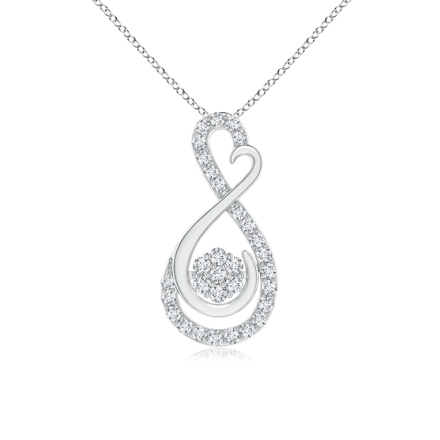 1.25mm GVS2 Cluster Diamond Infinity Heart Pendant in P950 Platinum