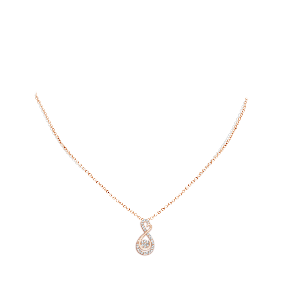 1.25mm GVS2 Cluster Diamond Infinity Heart Pendant in Rose Gold body-neck