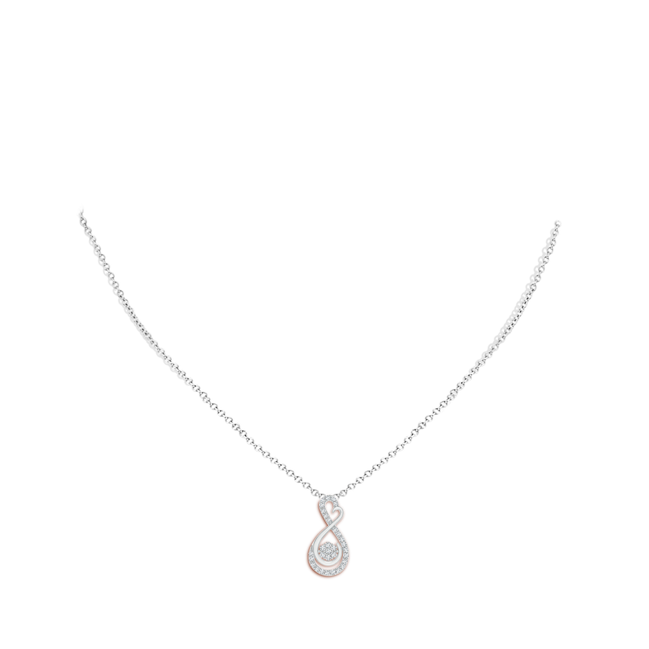 1.25mm GVS2 Cluster Diamond Infinity Heart Pendant in White Gold body-neck