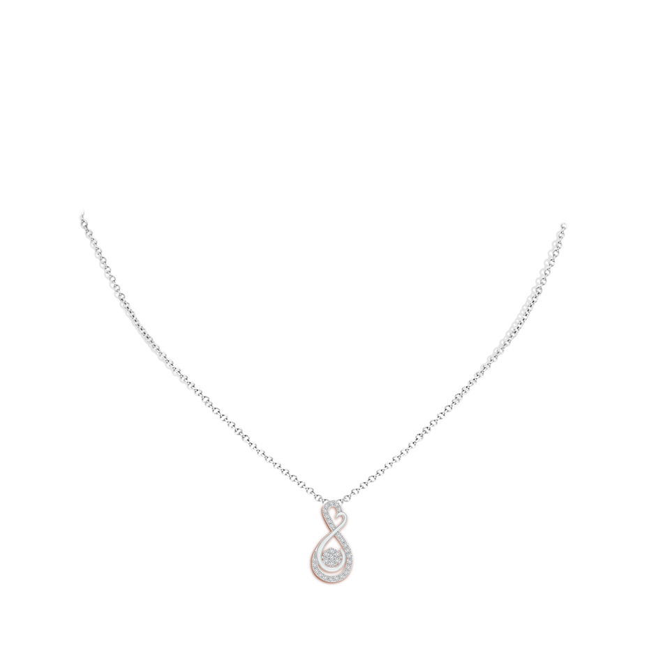 1.25mm HSI2 Cluster Diamond Infinity Heart Pendant in P950 Platinum body-neck