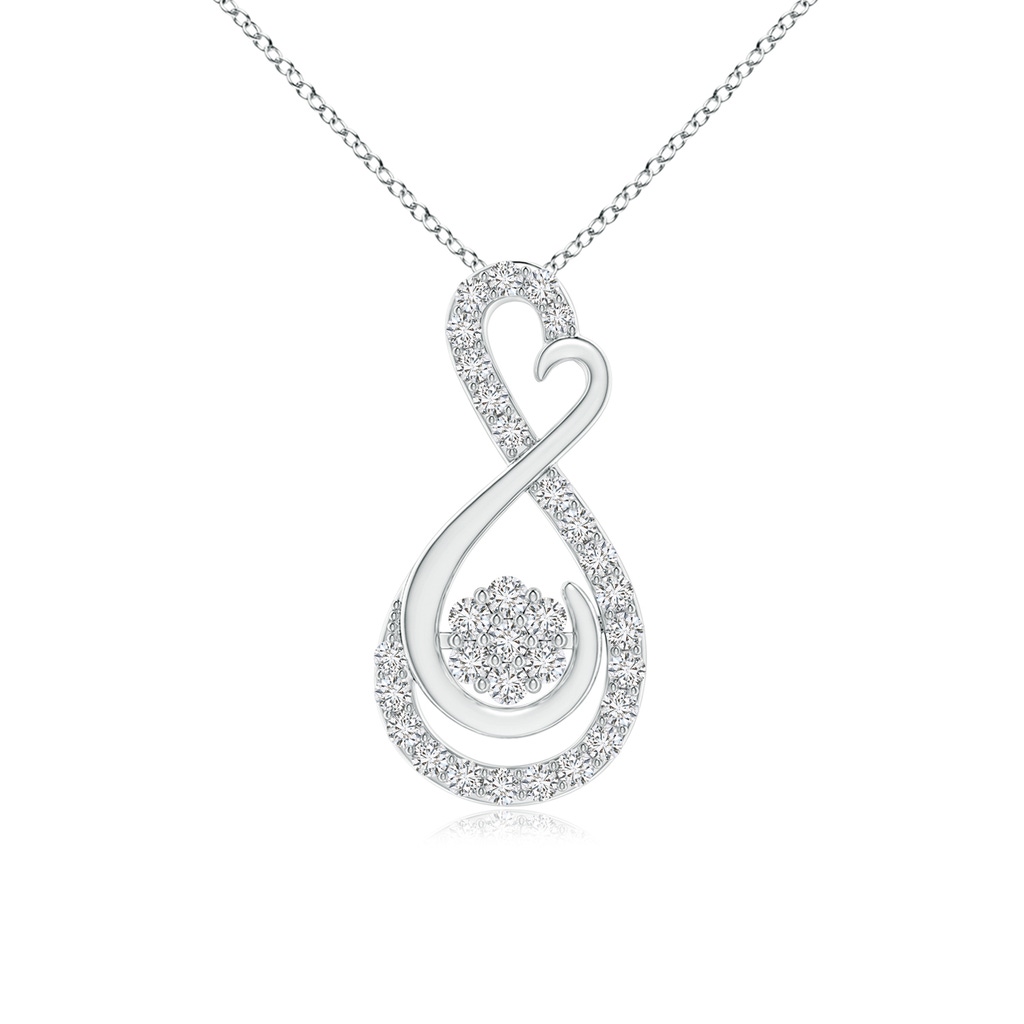 1.25mm HSI2 Cluster Diamond Infinity Heart Pendant in White Gold