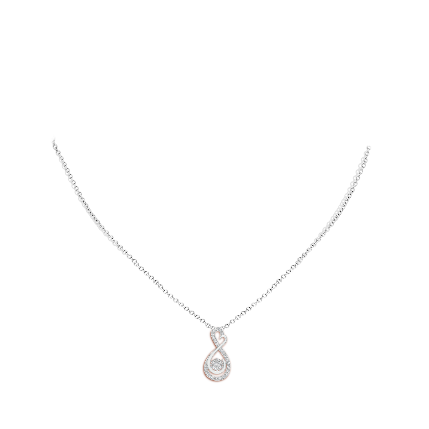 1.25mm HSI2 Cluster Diamond Infinity Heart Pendant in White Gold - body_neck