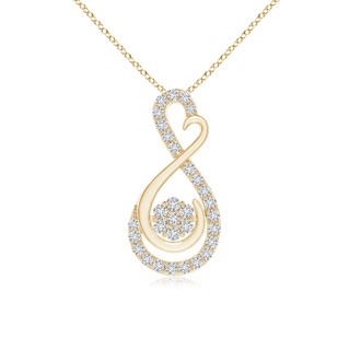 1.25mm HSI2 Cluster Diamond Infinity Heart Pendant in Yellow Gold