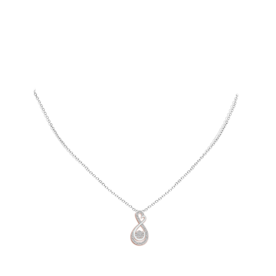 1.25mm IJI1I2 Cluster Diamond Infinity Heart Pendant in White Gold body-neck