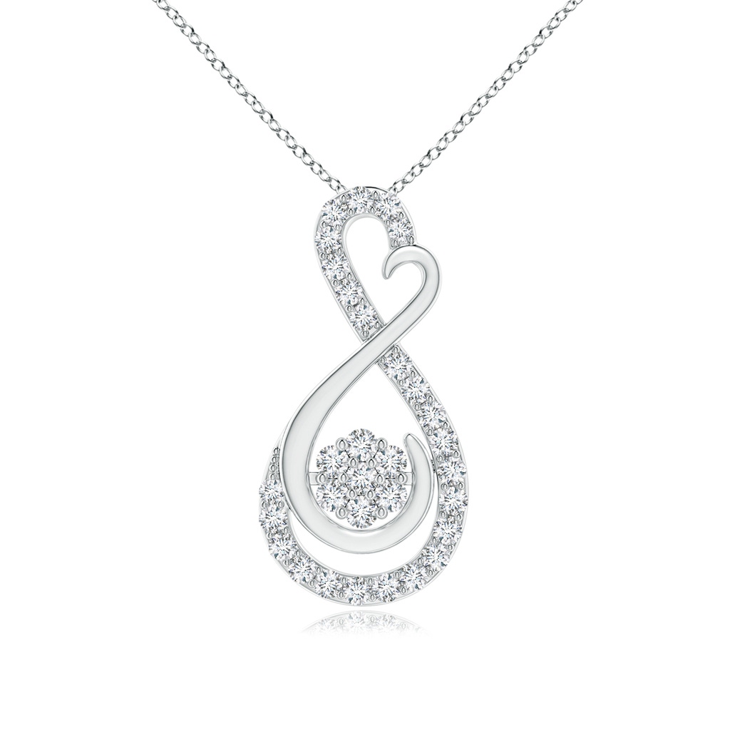 1.35mm GVS2 Clustre Diamond Infinity Heart Pendant in White Gold