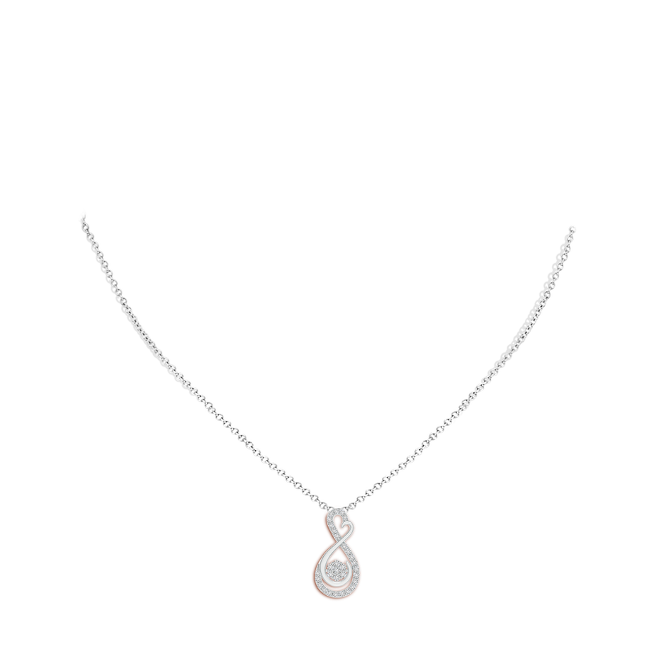 1.35mm HSI2 Cluster Diamond Infinity Heart Pendant in P950 Platinum body-neck